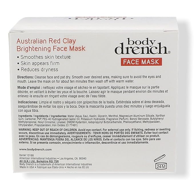 Body Drench Nourish Australian Red Clay Brightening Face Mask, 4 oz