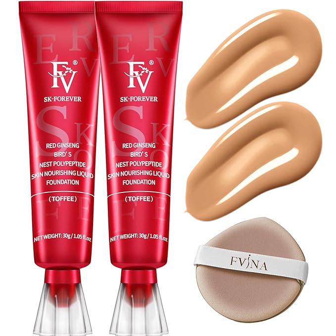 FV Waterproof Foundation, Lightweight & Medium Coverage Foundation with Matte Finish, Oil Control Long Lasting Liquid Foundation Makeup for Oily Normal Skin (Toffee)