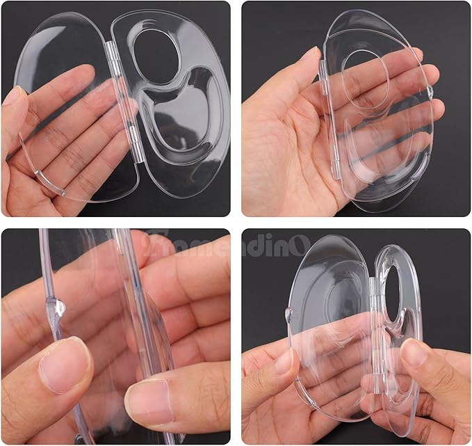 Framendino, 2 Set 3 in 1 Handheld Makeup Mixing Palette, Acrylic Transparent Mixing Foundation Tray with Foundation Spatula for Makeup Artist and Beginner