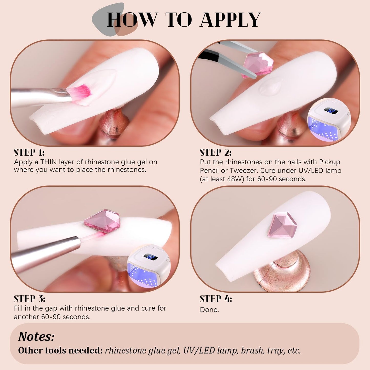 2060Pcs Pink Glass Nail Rhinestones 60Pcs Multi Shapes Flatback Nail Gems + 2000Pcs 1.5-4mm Round Crystal, Manicure Nail Charms Diamond Gemstones for Acrylic Nails Decoration