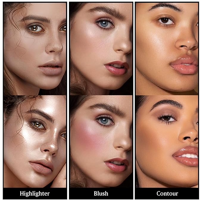 3Pcs Cream Contour Stick Makeup Kit - Cream Blush Stick Highlighter Stick Contour Bronzer Stick for Cheeks, Waterproof Long Lasting Blendable, Contour Stick Trio for Face Makeup (#02, 05, 06)