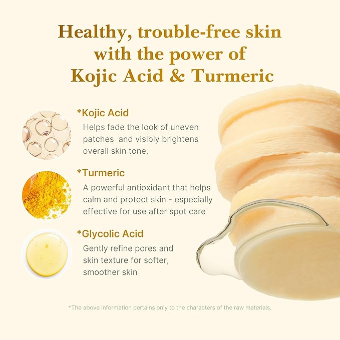 medicube Kojic Acid Turmeric Clarifying Toner Pad for Troubled Skin & Use After Spot Care | Soothing & Calming with Kojic Acid, Turmeric, Niacinamide, and Glycolic Acid | Korean Skin Care, 70 Pads