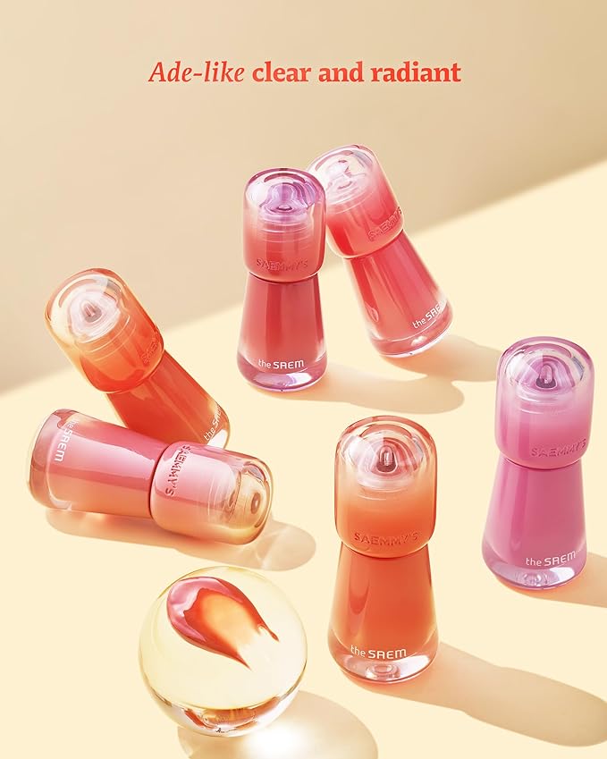 THESAEM Saemmy's Ade Shot Tint (03, 04) - Korean Lip Titnt, Water Gel Lip Stain with Plump Glowy Moisturizing Finish, Buildable Radiant Gloss, Long-Lasting Comfort, 0.1 fl.oz.