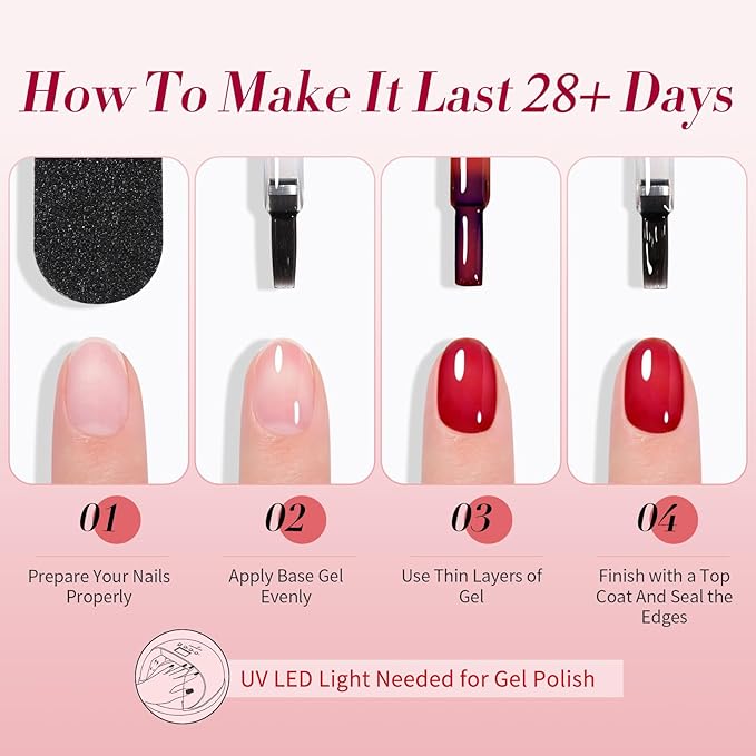 Born Pretty Jelly Burgundy Gel Nail Polish Ruby Red Glitter Cat Magnetic Eye Gel Nail Polish Fall Winter Blood Cherry Wine Red Gel Polish Glitter Soak Off Nail Art Salon Manicure Home Gift 7ml 6pcs