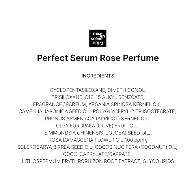 Mise En Scene Perfect Rose Perfume Serum - Korean Hair Essence with Rose Scent, Argan Oil for Damaged Hair Care, 2.70 fl. Oz