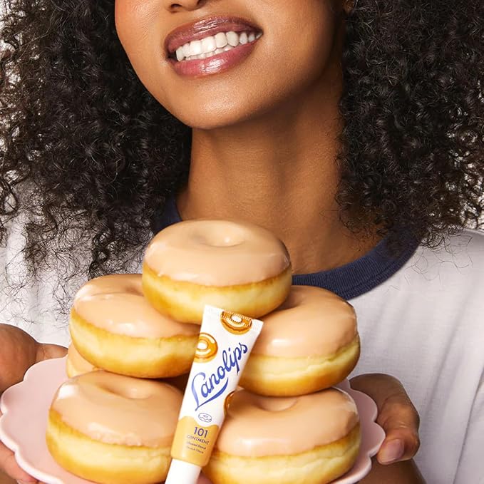 Lanolips 101 Delicious Glazed Donut - Lip Balm with Vitamin E Oil and Lanolin for Lip Hydration - Naturally Flavored Lanolin Lip Balm for Very Dry Lips - Dermatologist Tested (.35 Oz)