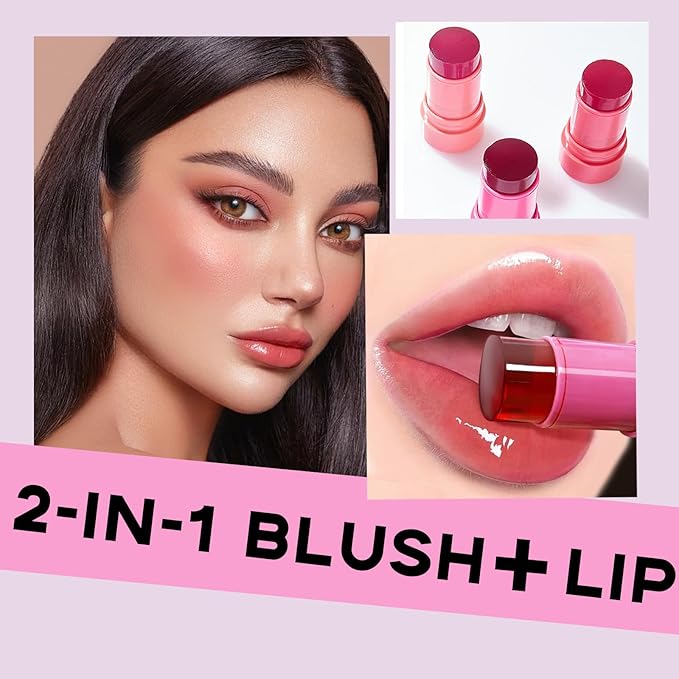 Milk Jelly Blush - Milk Blush - Sheer Cheek & Lip Stain,Long Lasting Milk Jelly Tint Have Transparent & Bright Colors (#1 poppy pink)