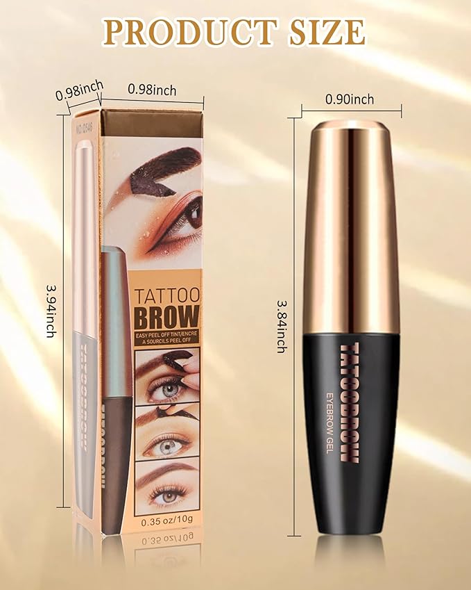 Eyebrow Gel Peel Off, 2Pcs Light Brown Tattoo Eyebrow Gel Easy Peel Off, Long Lasting Waterproof Eye Brow Tinting Dye, Tattoo Brow Tint Stain Peel-Off Kit for Eye Makeup,Thanksgiving Gift for Women-02