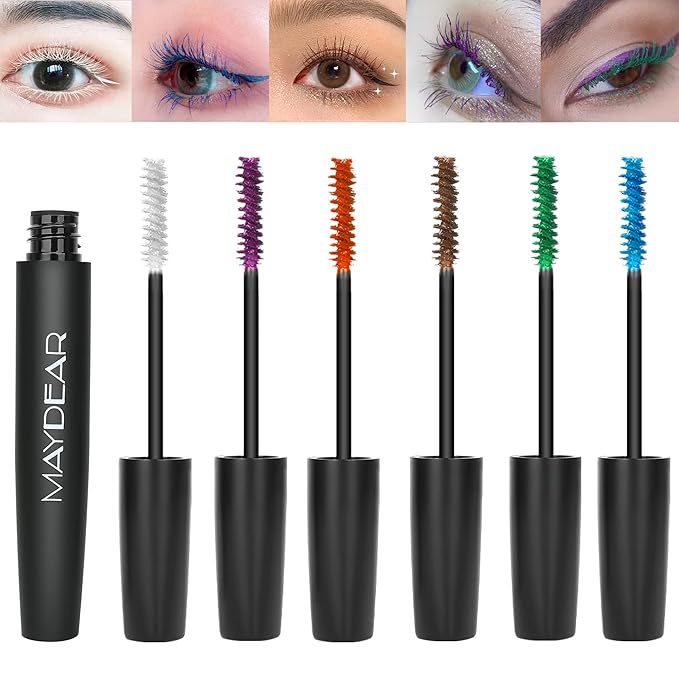 Maydear Waterproof Colored Mascara Set – Long-Lasting, Cruelty-Free, Vegan Eye Makeup for Women (6 Colors)