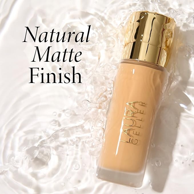 LAURA GELLER NEW YORK Double Take Liquid Foundation | Medium to Full Coverage, Natural Matte Finish, Golden Medium