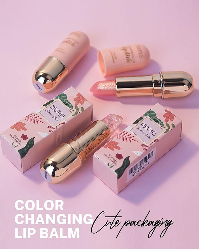 Glimmer Balm, Tinted Lip Balm Long Lasting PH Lipstick, Color Changing Lipstick Natural Chapstick, Glitter Pink Shade Lipstick (Unicorn)