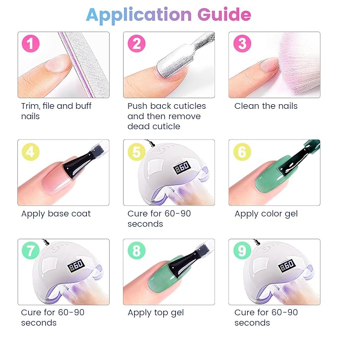 RARJSM Colorful Stained Glass Gel Nail Polish Set 6pcs Clear Crytal Blue Green Yellow Orange Red Neon Pink Series Transparent Sheer Amber Milky Gel Varnish LED UV Curing Requires French Manicure