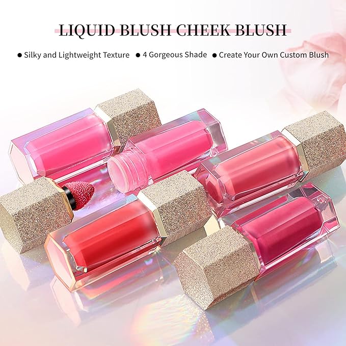 Soft Cream Blush, Liquid Blush for Natural Dewy Blush Makeup, Lightweight Blush for Cheeks, Long-Wearing Smudge Proof Liquid Blush Makeup, Cream Liquid Cream Blush Makeup - Foggy Pink