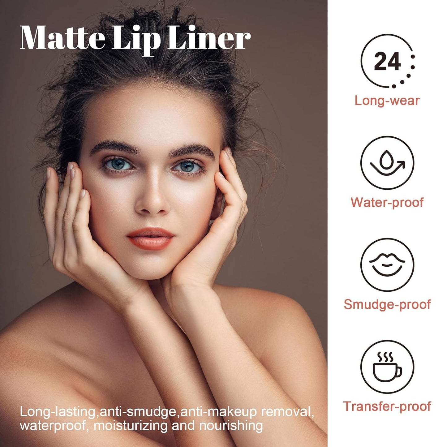 Lip Stain - Long Wear Tattoo Lip Liner, Waterproof & Transfer-proof Peel Off Lip Stain with Matte Finish, Lip Tint For All Skin Types, Great Gifts for Women (Cocoa)