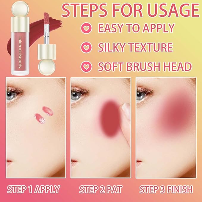 Liquid Blush,Natural Soft Cream Face Blush Matte Cheek Tint,Lightweight,Moisturizing,Waterproof,Long Lasting Face Blush Stick(4#)