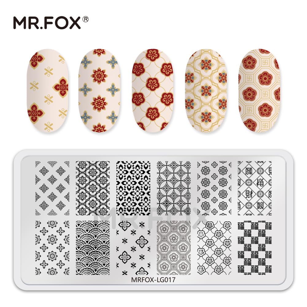 6 Pcs Nail Plates Stamping Set Dragon Patterned Chinese Traditional Decoration Style Nail Art DIY Stamping Template