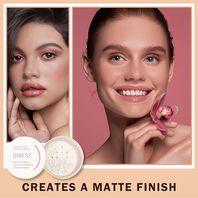 Setting Powder Loose Face Powder Lightweight Soft Smooth Brighten Minimizes Pores Long Lasting Oil Control Loose Powder Makeup For Matte Flawless Finish 01#Foggy White