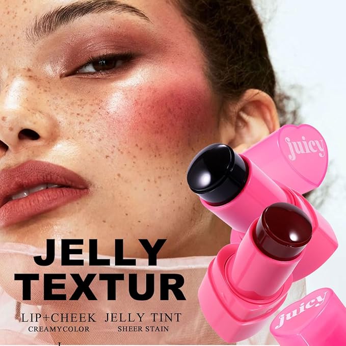 Cooling Water Jelly Tint Stick,Multi-Use Juicy Love Blush, 3-In-1cheek Blush & Eyeshadow & Lip Tinted Long-Lasting Moisture Stick,Bouncy Jelly Texture,Creates A Moist Watercolor Effect (#07, 0.32oz)