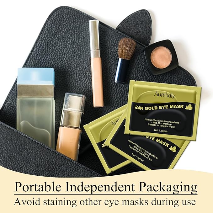 Under Eye Patches(15 Pairs), 24K Gold Eye Mask for Dark Circles, Puffy Eyes and Wrinkles, with Hyaluronic Acid & Collagen