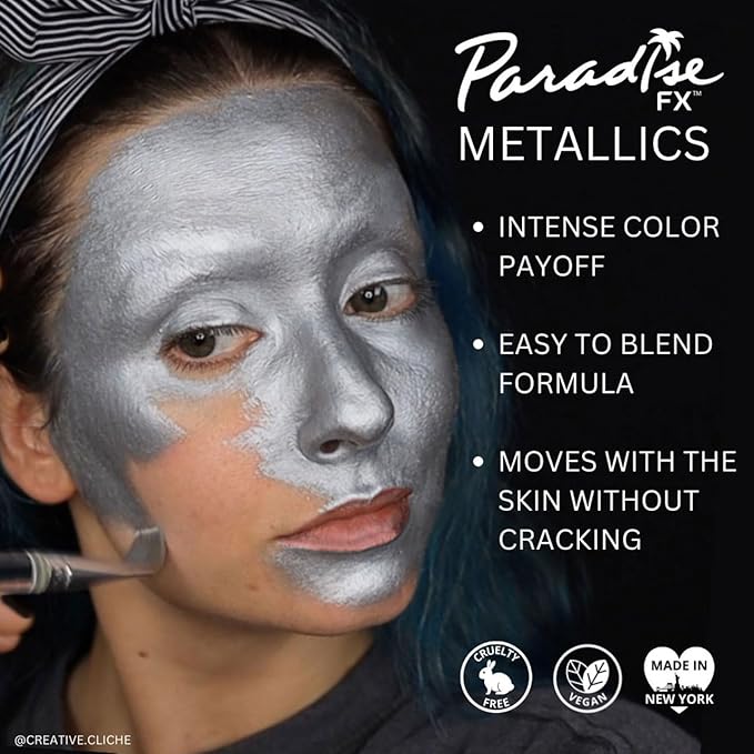 Mehron Makeup Paradise Makeup AQ Refill Size | Stage & Screen, Face & Body Painting, Cosplay, Halloween | Water Activated Face Paint, Body Paint, Cosplay Makeup .25 oz (7 ml) (Metallic Fuchsia)