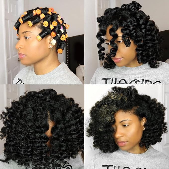 60pcs Perm Rods Set for Natural Hair Cold Wave Rods Hair Rollers for Women's Long Medium short Hair Curler Styling DIY Hairdressing Tools(Orange)