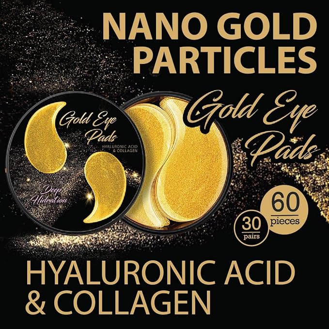 Under Eye Mask Patches Collagen, Gold Eye Patches for Puffy Eyes, 24K Gold Eye Mask, Under Eye Gel Pads, Eye Masks for Dark Circles, Puffiness Treatment Eye Masks Skincare