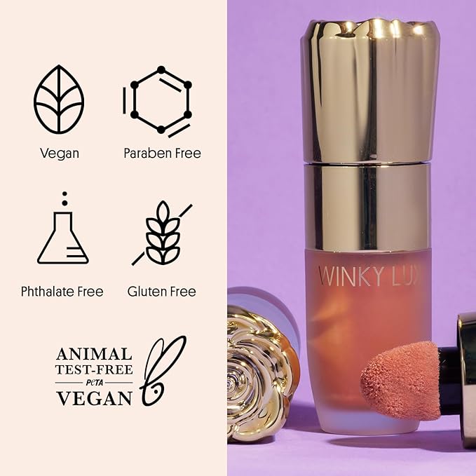 Winky Lux Cheeky Rose Liquid Highlighter, Gel Cream Blush Wand, Blendable & Buildable Pigment, Long Lasting Weightless, Nova