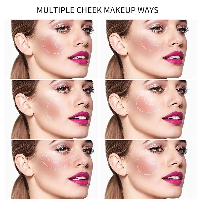 Boobeen Powder Blush Matte Blush, Highly Pigmented Beauty Cream Blush Palette for Create A Natural Cheek Flushed Look, Rich Colors