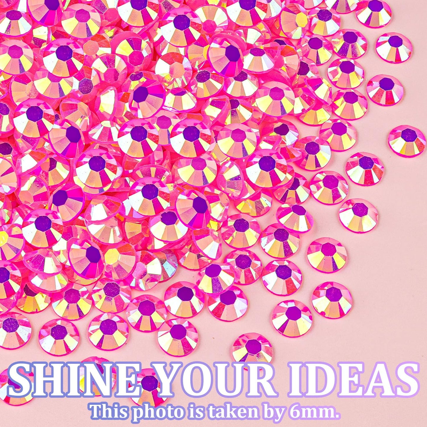 25000Pcs Resin Jelly Rhinestones with Tweezers for Crafting, Hot Pink AB 2-6mm Mixed Sizes Non Hotfix Flatback Gems, Bedazzling Crystal for DIY Crafts Clothing Tumblers Mugs Shoes Decor Nail Art