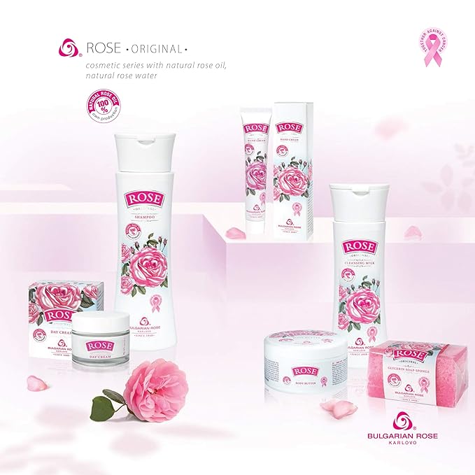 Bulgarian Rose 5 Piece Gift Set with Bulgarian Natural Rose Soap, Rose Body Wash, Rose Hand Cream, Rose Day Face Cream, Rose Micellar Water