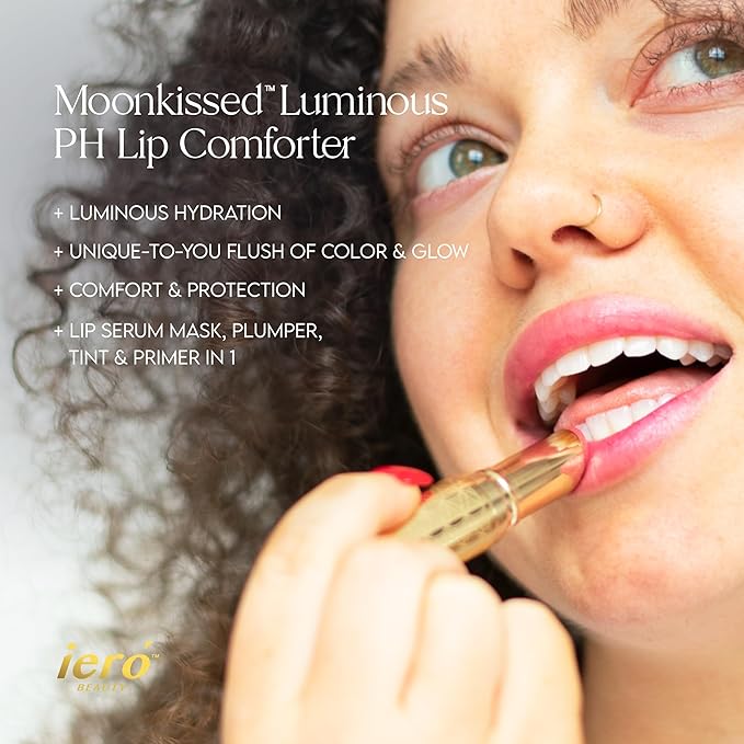 ieró Beauty Moonkissed Luminous PH Tinted Lip Balm w/Shea Butter & Vitamin E, Lip Care Moisturizer, Lip Plumper for Soft & Supple Lips, Paraben Free, Vegan, Sheer Rose w/Golden-Pink Shimmer