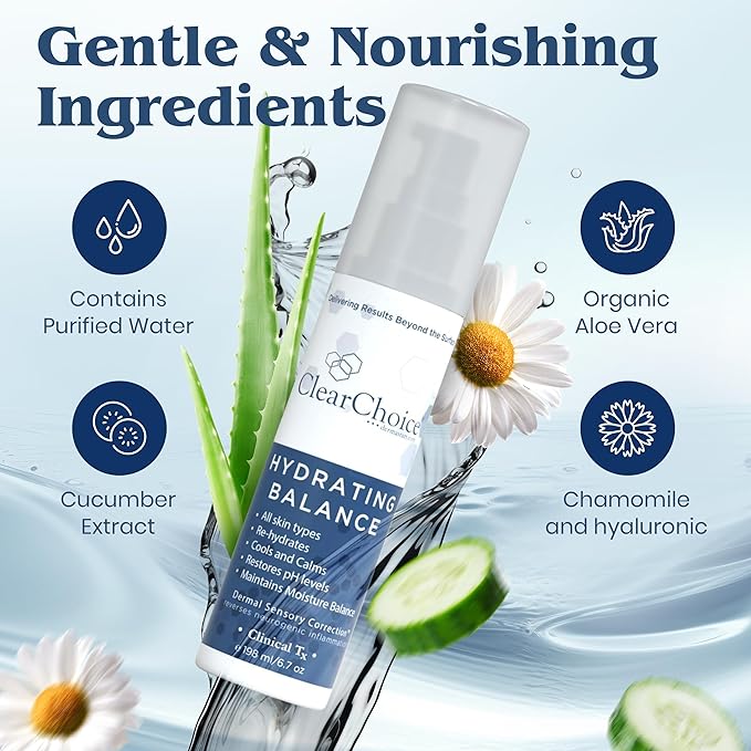 Clear Choice Hydrating Balance Facial Mist 6.7oz β Rejuvenating Spray for All Skin Types, Tightens Pores, Prolongs Makeup, Restores pH Balance