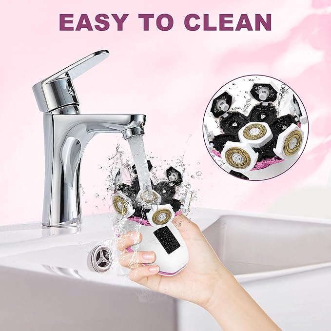 Electric Razors for Women, Wet/Dry 7D Rechargeable Rotary Shaver for Legs, Water Resistant Grooming Kit - Electric Razors for Women, Facial Hair Removal, Bikini Trimmer, Lips - Gentle Hair Remo