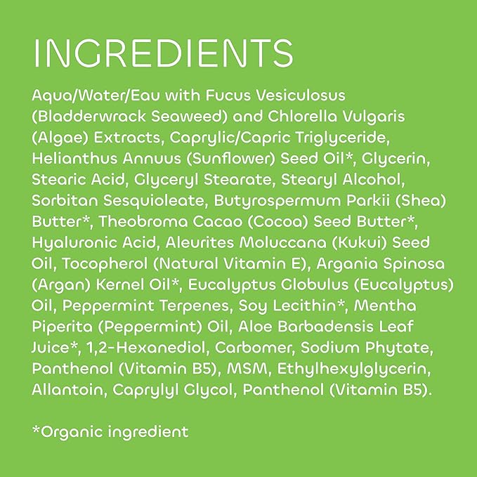 Seaweed Bath Co. Hydrate Body Cream, Eucalyptus Peppermint Scent, 6 Ounce, Nourishing Hand & Body Lotion Moisturizer for Dry Skin, with Sustainably Harvested Seaweed, Kukui Oil, Hyaluronic Acid