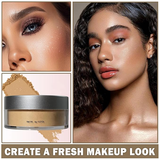 Oil Control Loose Powder Makeup Translucent Setting Powder Shimmer Long Lasting Lightweight Polvo Traslucido Maquillaje Para Mujer Face Powder Makeup - 03 Dark Complexion Shimmer