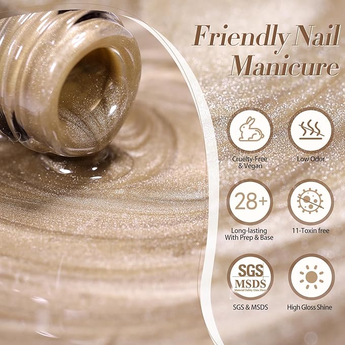 Born Pretty Cat Magnetic Eye Gel Nail Polish Cat Magnetic Shimmer Glitter Holographic Nail Polish Autumn Winter Moonlight Nude Brown Pink Purple 7ML 6PCS