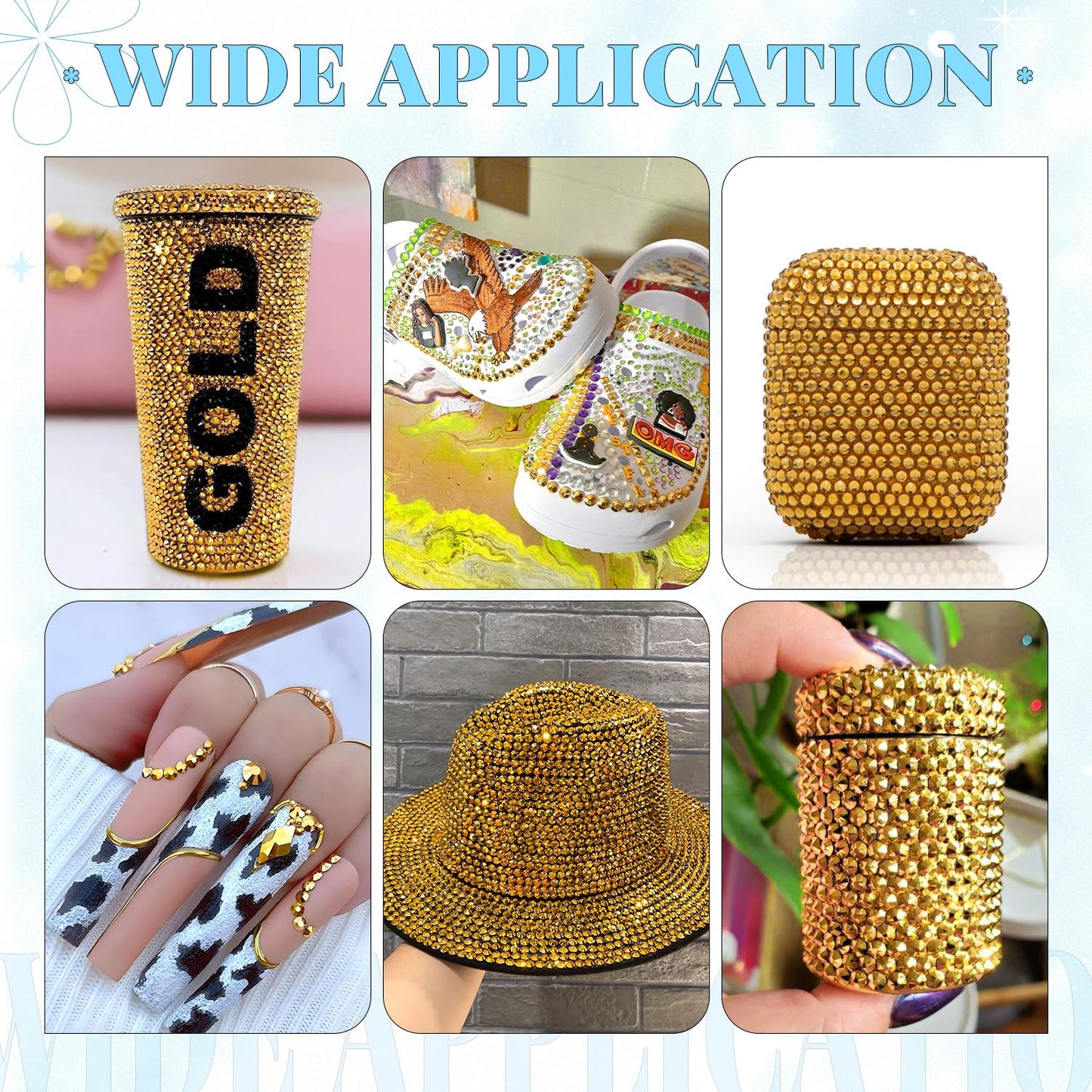 6000Pcs Resin Rhinestones for Bedazzling with 3Pcs B7000 Jewelry Glue, 1 Box Mine Gold Flatback Rhinestones for Crafting Crafts DIY, Crystals Gems for Clothing Shoes Tumblers Nail Art Makeup