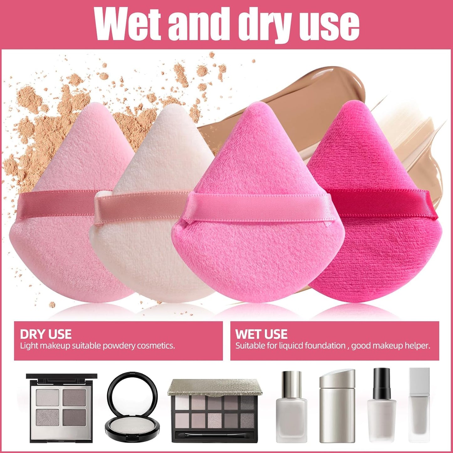 BS-MALL Makeup Sponge Set, Triangle Beauty Blender Puffs, 20 Pieces, Cosmetic Applicators (Pink)
