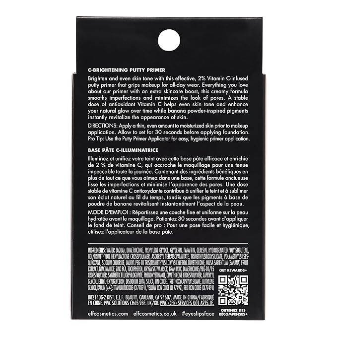 e.l.f. C-Brightening Putty Primer, Makeup Primer For Brightening & Evening Out Skin Tone, Enriched With Vitamin C, Universal Sheer (Packaging May Vary)