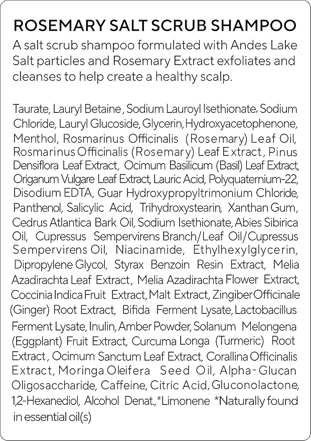 AROMATICA Rosemary Salt Scrub Shampoo - Hair Loss Korean Scalp Detox Shampoo with Rosemary Scalp Oil | Scalp Exfoliator with Salt Scrub for Oily Scalp | Sulfate Free, Silicone Free (10.5 oz / 300g)