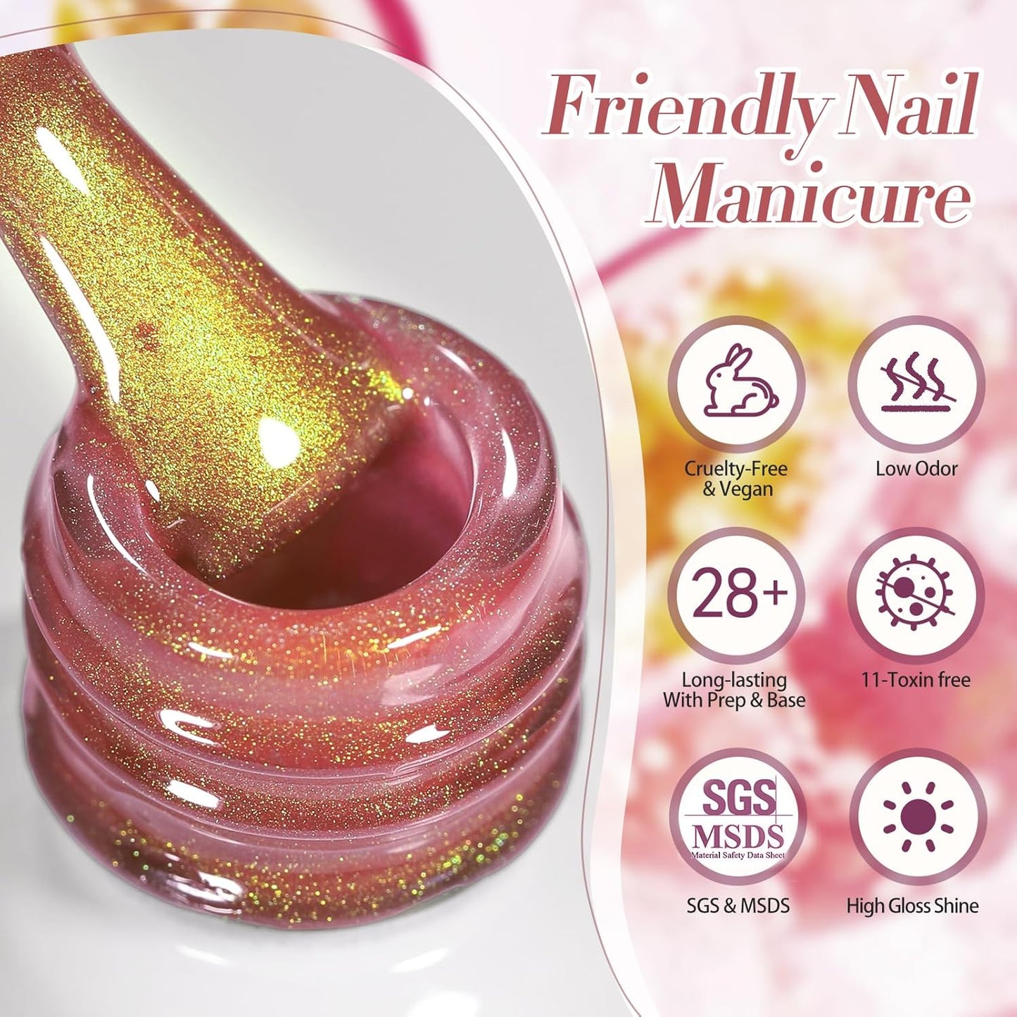 BORN PRETTY Cat Magnetic Eye Gel Nail Polish,Gradient from Yellow to Purple Magnetic Gel Polish Passion Fruit Cat Magnetic Eye Gel Manicure Nail Art DIY 15ml