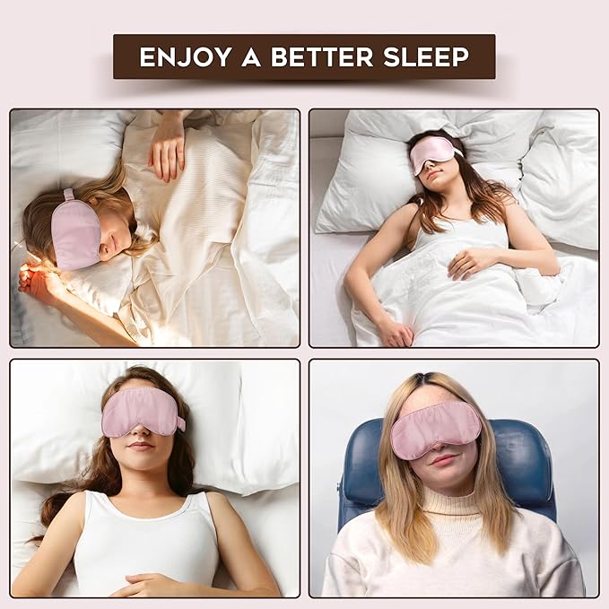 in Flight Mind Mulberry Silk Sleep Mask, Eye Mask for Sleeping with Elastic Headband, Super Soft Sleeping Mask,Comfortable Silk Eye Sleep Mask, Sleep Eye Mask for Night Sleeping, Travel, Nap(Pink)