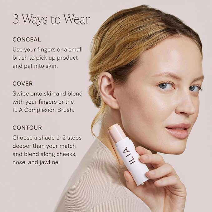 ILIA - Skin Rewind Complexion Stick - Foundation + Concealer + Skincare | Non-Toxic, Vegan, Cruelty-Free, Clean Makeup (4N - Holly, 0.35 oz | 10 g)