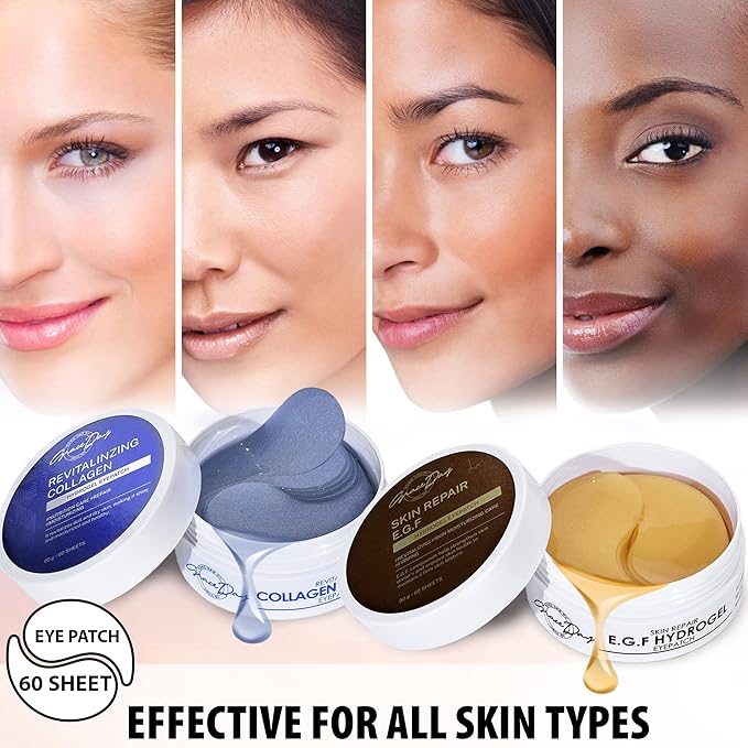 Under Eye Hydrogel E.G.F Eye Patches, 100% VEGAN CERTIFIED, Anti-Wrinkle Eye Patch, Treatment for Puffy Eyes, Eye Bags, Dark Circles Under Eye, Puffiness, Eye Patch with Hyaluronic Acid and