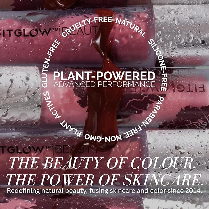 FITGLOW Beauty Lip Colour Serum | Hydrating Lip Gloss | Plumping Anti-Aging Lip Treatment | Natural Shine with Pomegranate Sterols & Collagen | Buildable Color for Dry Chapped Lips | Dahlia - 10g