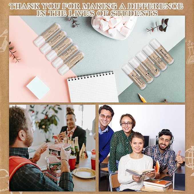 30 Pcs Back to School Teacher Gifts Bulk Lip Balm Favors Thank You Gifts for Teachers with Inspirational Quote Gifts Lip Balm Christmas Thanksgiving Gifts for Teachers Welcome Back to School