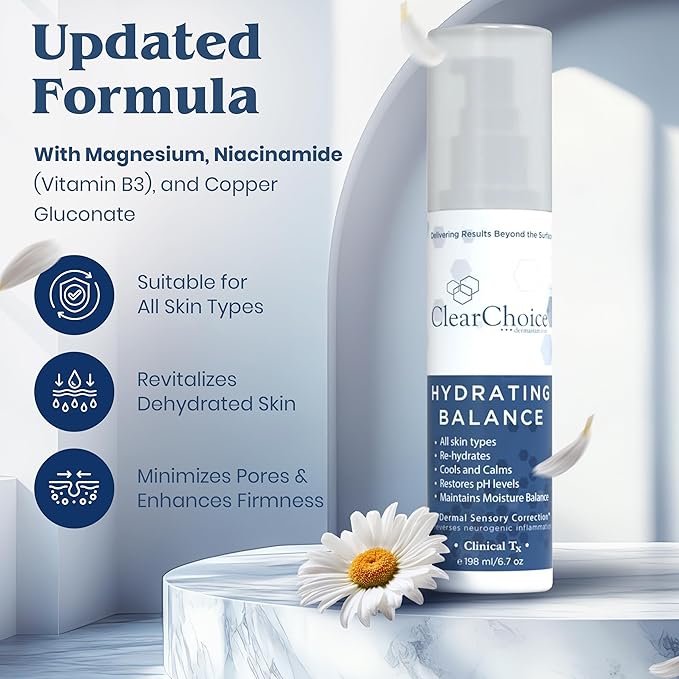 Clear Choice Hydrating Balance Facial Mist 6.7oz β Rejuvenating Spray for All Skin Types, Tightens Pores, Prolongs Makeup, Restores pH Balance