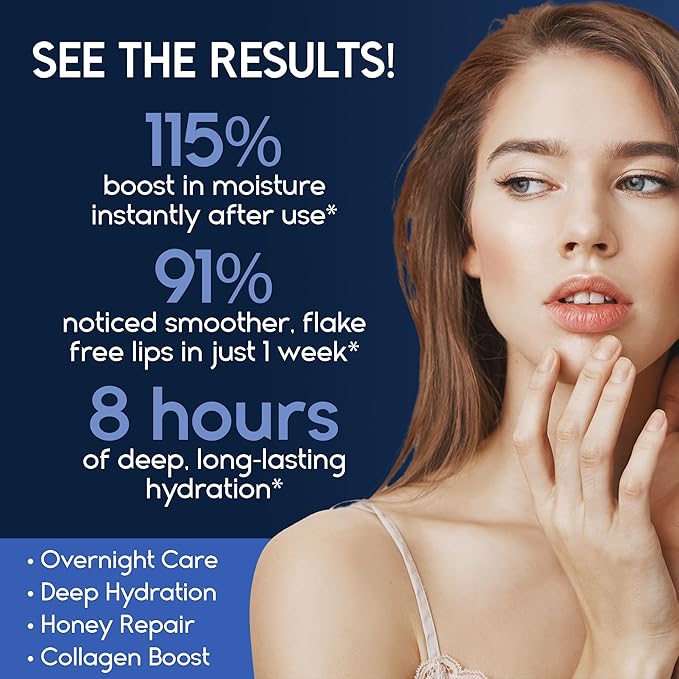 Lip Mask Overnight with Hyaluronic Acid & Collagen, Lip Sleeping Mask for Dry Cracked Lips, Moisturizing, Hydrating, Exfoliating Night Treatment for Lip Care (Berry)