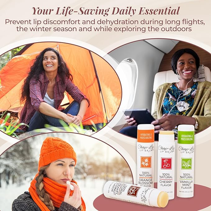 100% Natural Lip Balm Set, Hydrating and Moisturizing Beeswax Natural Flavor Assortment, Lip Moisturizer for Dry Lips, Cocoa Butter, Petroleum Free, 24 Count, 2Pack