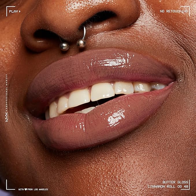 NYX PROFESSIONAL MAKEUP Butter Gloss Brown Sugar, Non-Sticky Lip Gloss - Cinnamon Roll (Grey Brown)